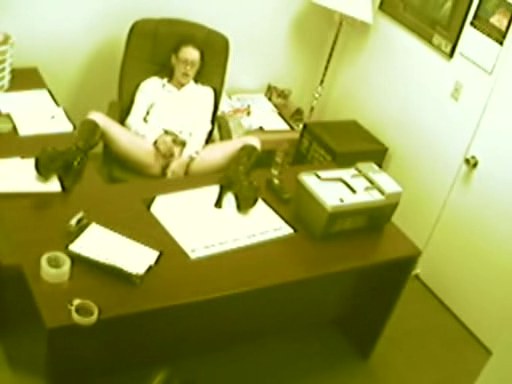 Secretary rubbing slit in the office!